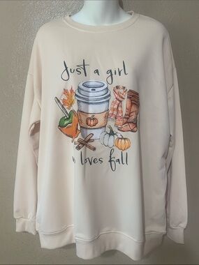 '35. Just a Girl Loves Fall' size XL Graphic Sweatshirt